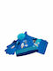 Kids Beanie Set with Scarf & Gloves Knitted Blue 2