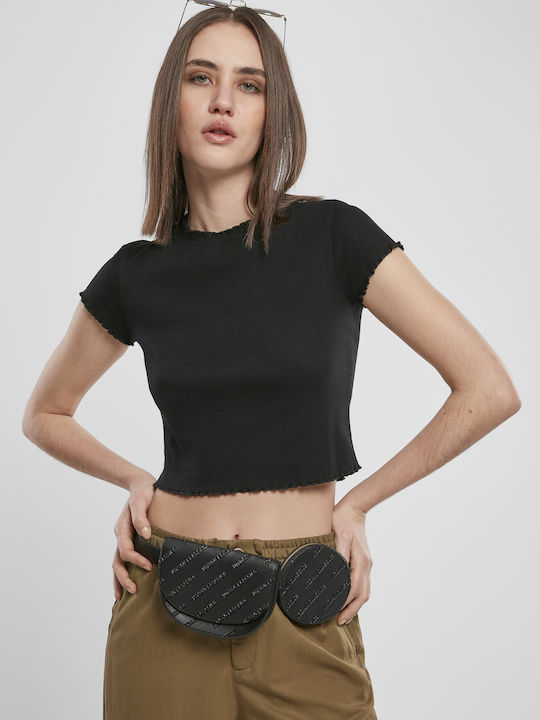 Women's Summer Crop Top Cotton Short Sleeve Black