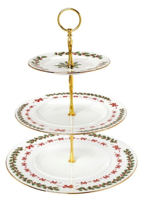 Cryspo Trio Weihnachtliche Dessertturm-Ständer Porzellan Weiß