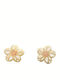 Kinderohrringe Nieten Blumen 14K White-Pink