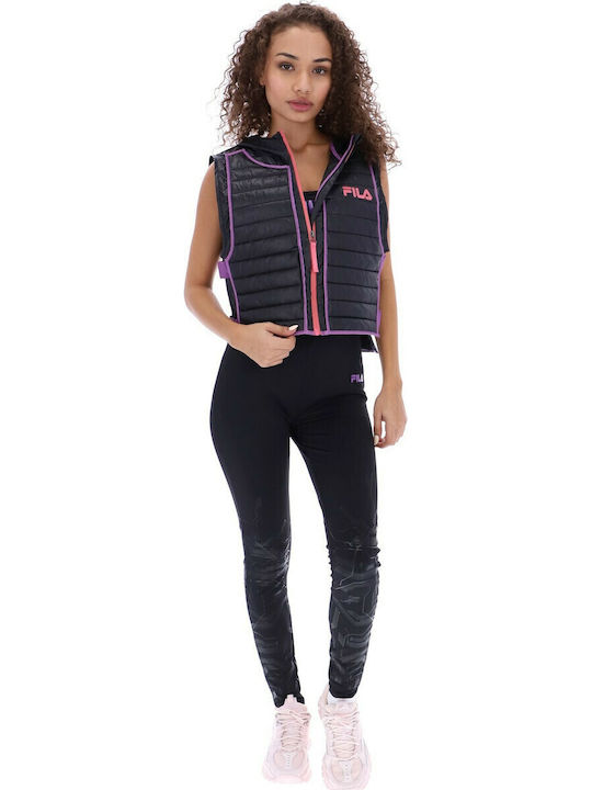 Aaliyah Scurtă Jachetă de femei Fără mâneci Puffer Negru
