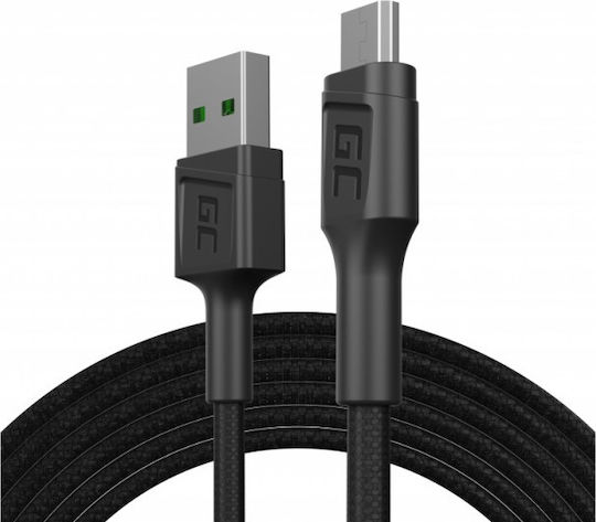 Green Cell Braided USB 2.0 to micro USB Cable Μαύρο 1.2m (KABGC20)