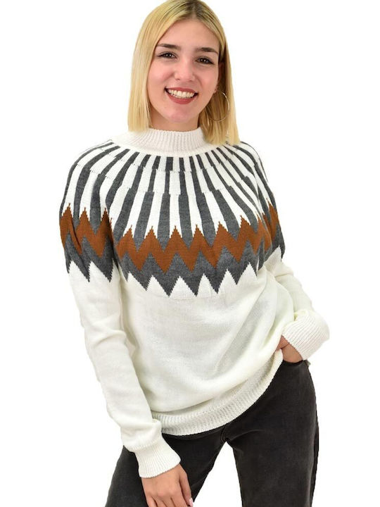 Women's knitwear with Ecru print 9111