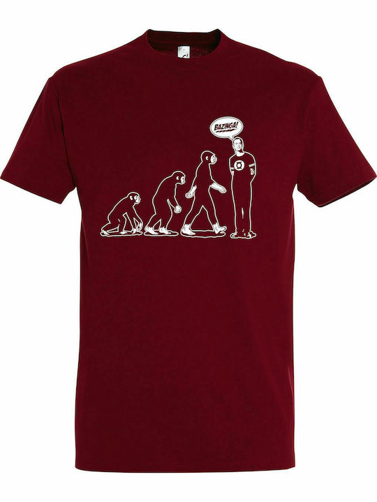 T-shirt Unisex "Sheldon Evolution, Bazinga, Big Bang Theory", Chili