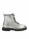 Sofia Anatomical Leather Kids Boots with Zipper Silver