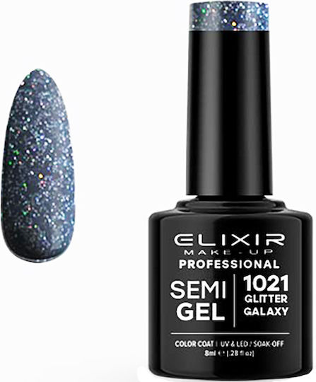 Elixir Semi Gel Semipermanent Lac de Unghii 1021 Glitter Galaxy cu Glitter 8ml 1buc