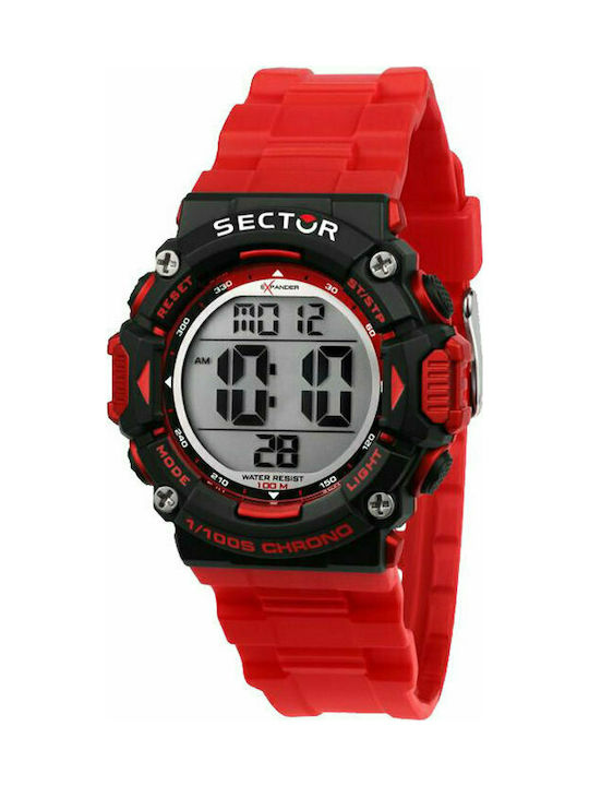 Sector EX-32 Ψηφιακό Ρολόι Χρονογράφος Μπαταρίας με Καουτσούκ Λουράκι σε Κόκκινο χρώμα