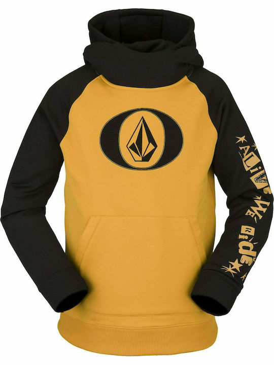 Volcom Kids Fleece Sweatshirt with Hood and Pocket Yellow Riding