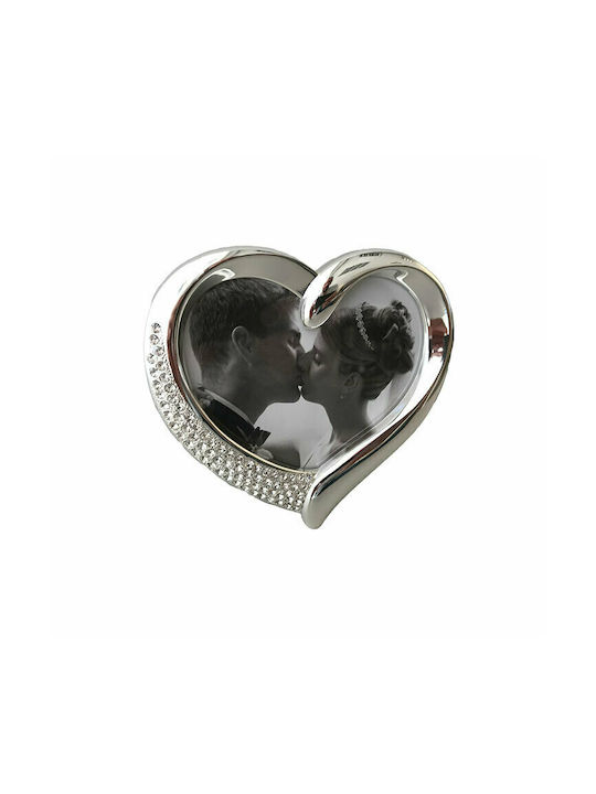 Photo Frame Silver Plated Heart Shaped Καρδιά 14x14cm with Silver Frame