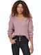 Only Women's Long Sleeve Sweater with V Neckline Opera Mauve