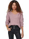 Only Damen Langarm Pullover mit V-Ausschnitt Opera Mauve