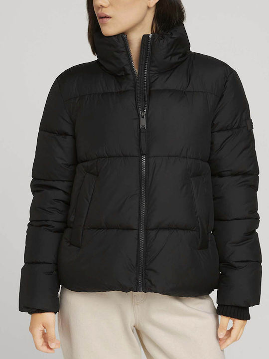 Tom Tailor Women's Short Puffer Jacket for Winter Black