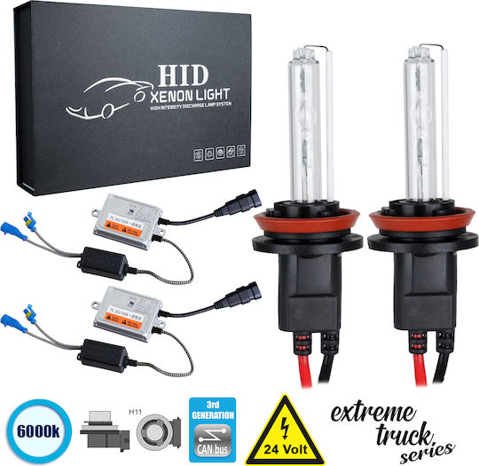 GloboStar Truck Xenon Kit Extreme Truck Series H11 CAN Bus 110W 24V 6000K Cold White