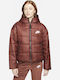 Sportswear Women's Short Puffer Jacket for Winter with Hood Brown