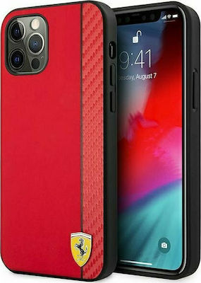 Ferrari On Track Carbon Stripe Plastic Back Cover Red (iPhone 12 Pro Max)