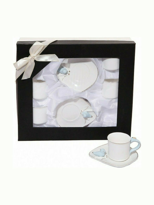 Etoile Set Tassen Kaffee aus Porzellan Blue White 6Stück