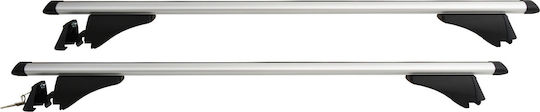 Carman Car Roof Bars Aluminum 120cm Universal for Cars with Factory Bars Set with Roof Rack Legs and Lock Silver