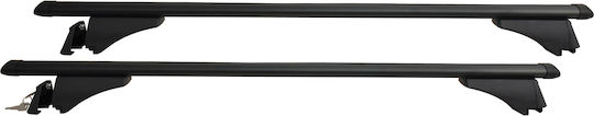Carman Aluminum Car Roof Bars 135cm Universal for Cars with Factory Bars Set with Roof Rack Legs and Lock Black