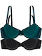 Alba Bra with Light Padding Underwire Petrol/Black