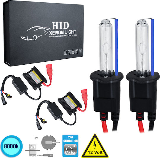 GloboStar Car Lamps H3 Canbus Xenon 8000K Cold White 9-16V 70W Quantity 2