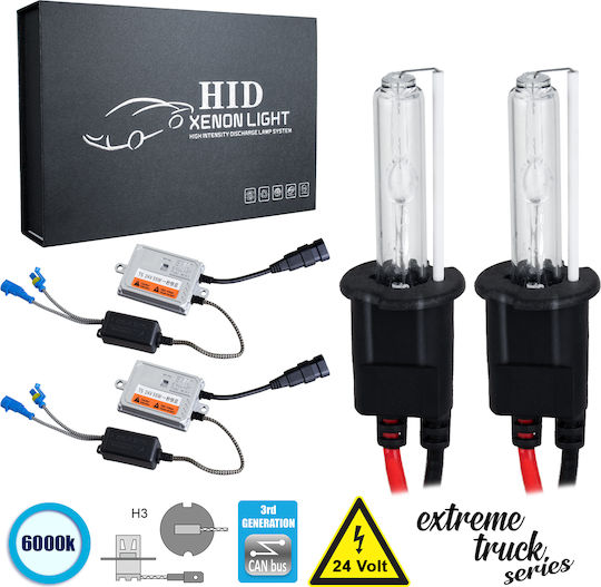 GloboStar Truck Xenon Kit Extreme Truck Series H3 CAN Bus 110W 24V 6000K Cold White