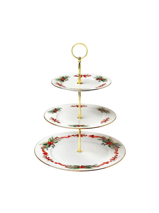 Cryspo Trio Weihnachtliche Dessertturm-Ständer Porzellan Weiß