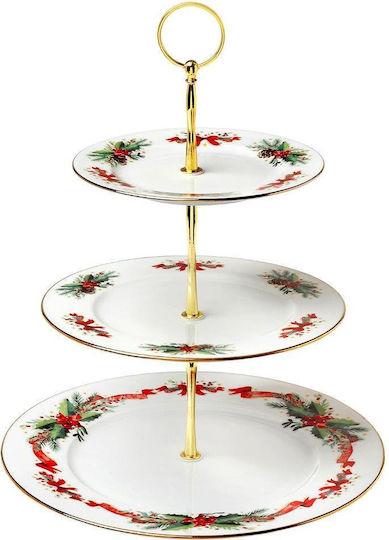 Cryspo Trio Christmas Dessert Tower Stands Porcelain White