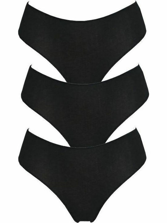 0003 Damen Slip 3Pack Nahtlos Schwarz