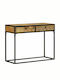 Console Table of Solid Wood & Metal Natural / Black L100xW35xH75cm