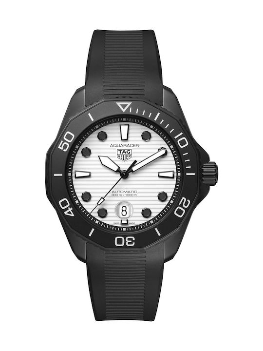 TAG Heuer Aquaracer Professional 300 Ρολόι Αυτόματο με Καουτσούκ Λουράκι σε Μαύρο χρώμα
