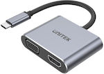 Unitek USB-C Docking Station με HDMI 4K Ασημί (D1049A)