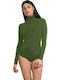 Lingerie Long Sleeve Turtleneck Bodysuit Slim Fit Petrol