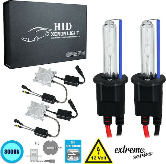 GloboStar Car Xenon Kit Extreme Series H3 CAN Bus 110W 9-16V 8000K Cold White