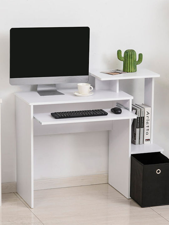 Γραφείο Υπολογιστή Ξύλινο Λευκό 100x40x86.6cm