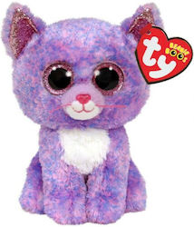 TY Λούτρινο Beanie Boos Χνουδωτό Γατάκι Μωβ 15 εκ. για 3+ Ετών