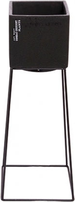 Etoile Ghiveci Plastic Negru cu suport 15x15x48εκ.