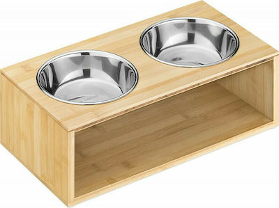 Navaris Pet Bowls Bol de Hrană & Apă pentru Câine Argint cu Bază 2x350ml 54135.2