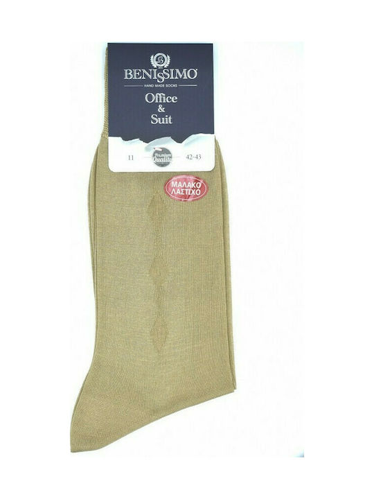 Κάλτσα ανδρική βαμβακερή μερσεριζέ BENISSIMO με μονό λάστιχο μπέζ