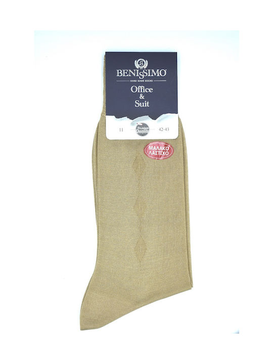 Men's cotton mercerized sock BENISSIMO with single beige elastic band