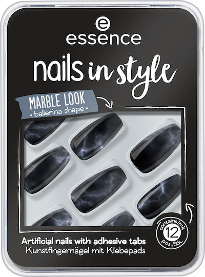 Essence Style 10 Marbellous False Nail Tips in Black Colour 12 Pieces