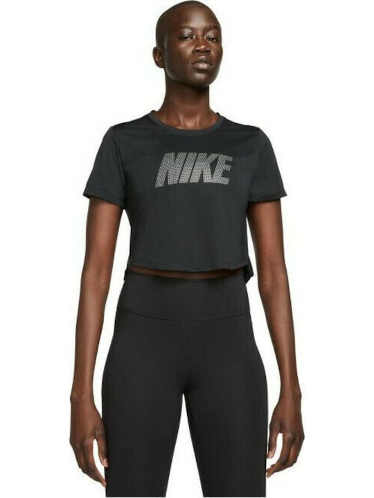 One Γυναικείο Crop Top Κοντομάνικο Μαύρο