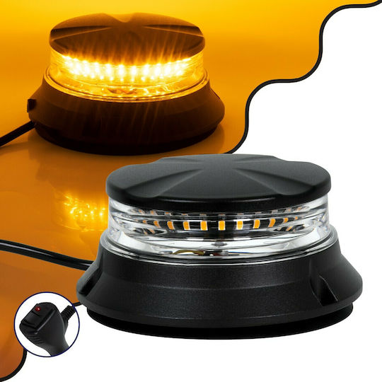 GloboStar Pro Series Φάρος Σήμανσης Οχήματος Οδικής Βοήθείας για Αυτοκίνητα & Φορτηγά 6 Προγραμμάτων Φωτισμού LED 10-30V - Πορτοκαλί