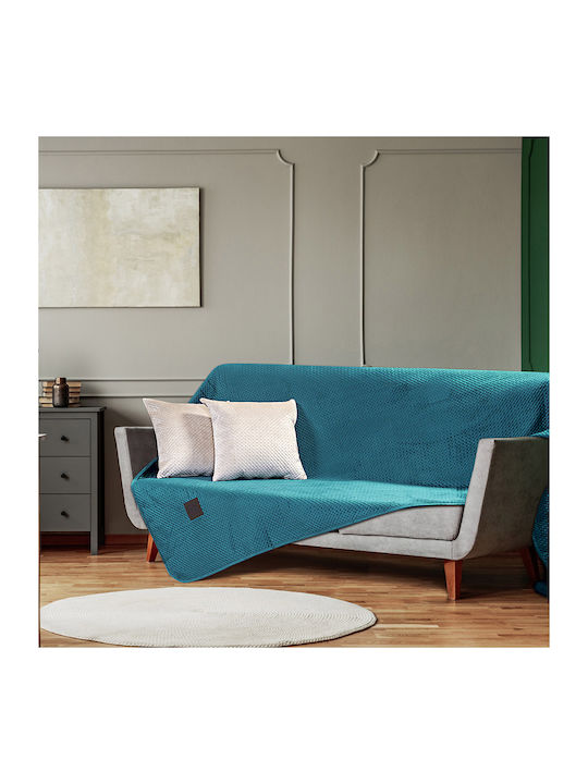 Beauty Home Three-Seater Sofa Throw 8413 180x300cm. Petrol Velvety