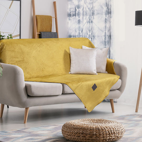 Beauty Home Velvety Ριχτάρι Διθέσιου Καναπέ Γούνινο 180x250εκ. Ώχρα