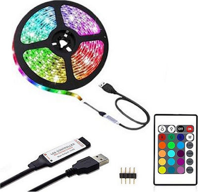 Andowl Wasserdicht LED Streifen Versorgung USB (5V) RGB Länge 3m Set mit Fernbedienung und Netzteil SMD5050