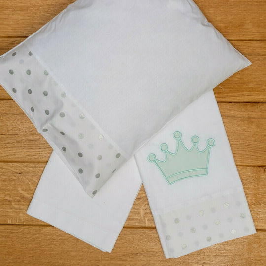 abo Сет Бебешки Листове За Количка Памучни Crown Mint 3бр 75x100cm