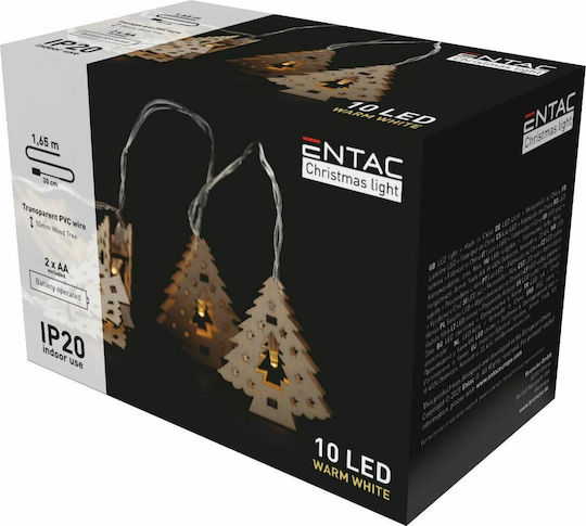 10 Λαμπάκια LED 1.65μ. Θερμό Λευκό Μπαταρίας σε Σειρά