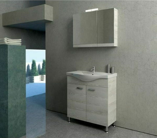 Savvopoulos Cronos 001 Badezimmer Waschtisch-Einheit mit Waschbecken & Spiegel mit Licht