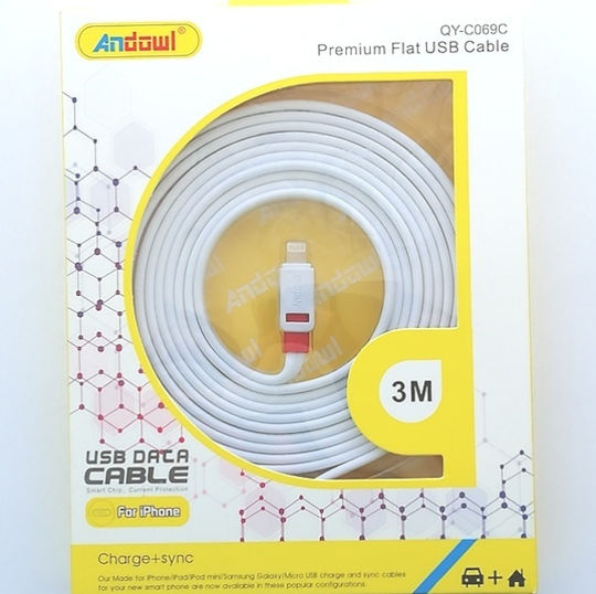 Andowl USB-A zu Lightning Kabel Weiß 3m (QY-C069C)