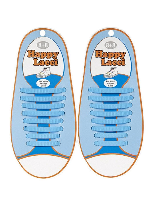 Happy Lacci Șireturi de Pantofi Silicon Albastru